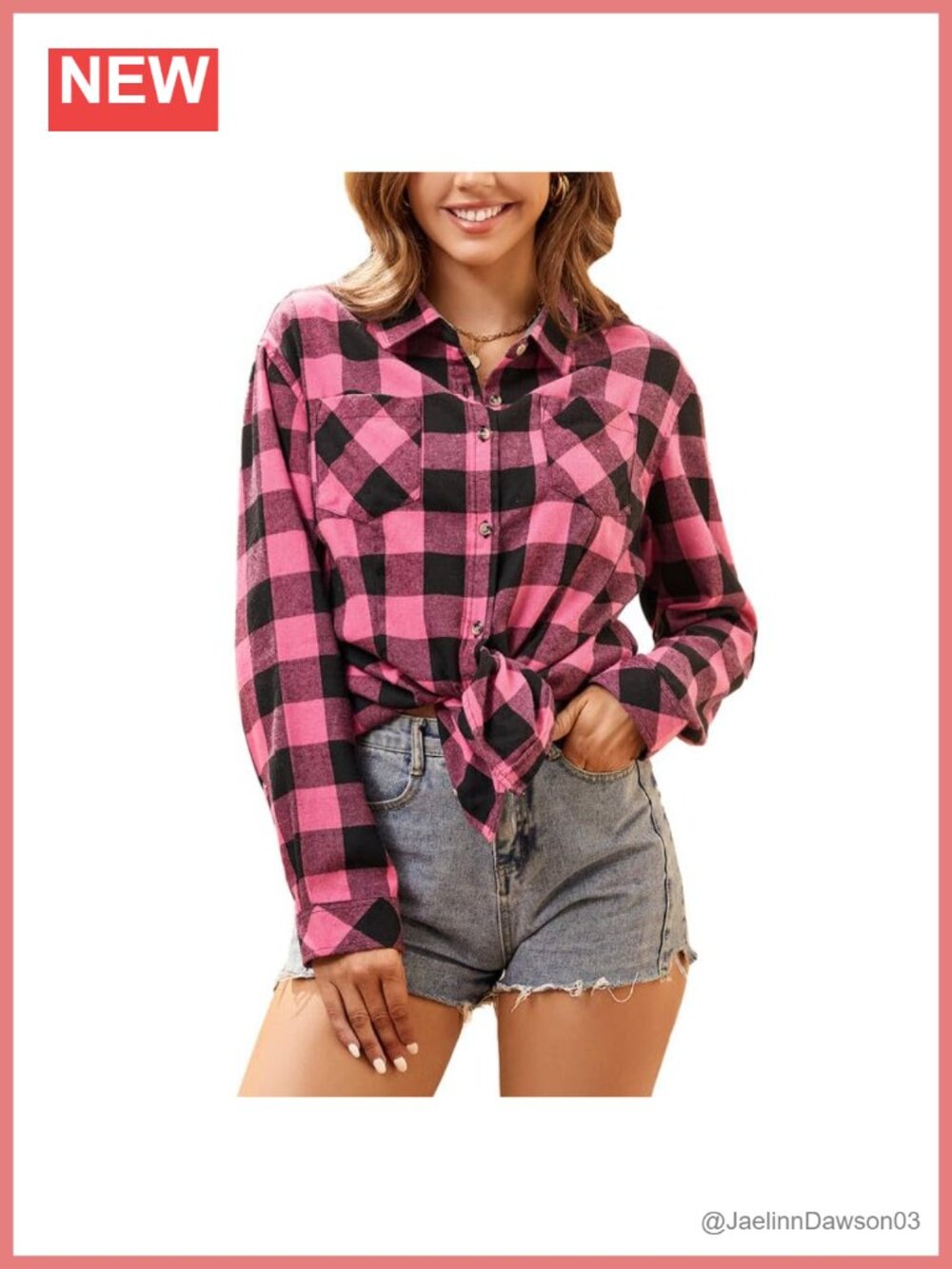Women's Plaid Flannel Shirt Button Down Long Sleeve Loose Fit Casual Top